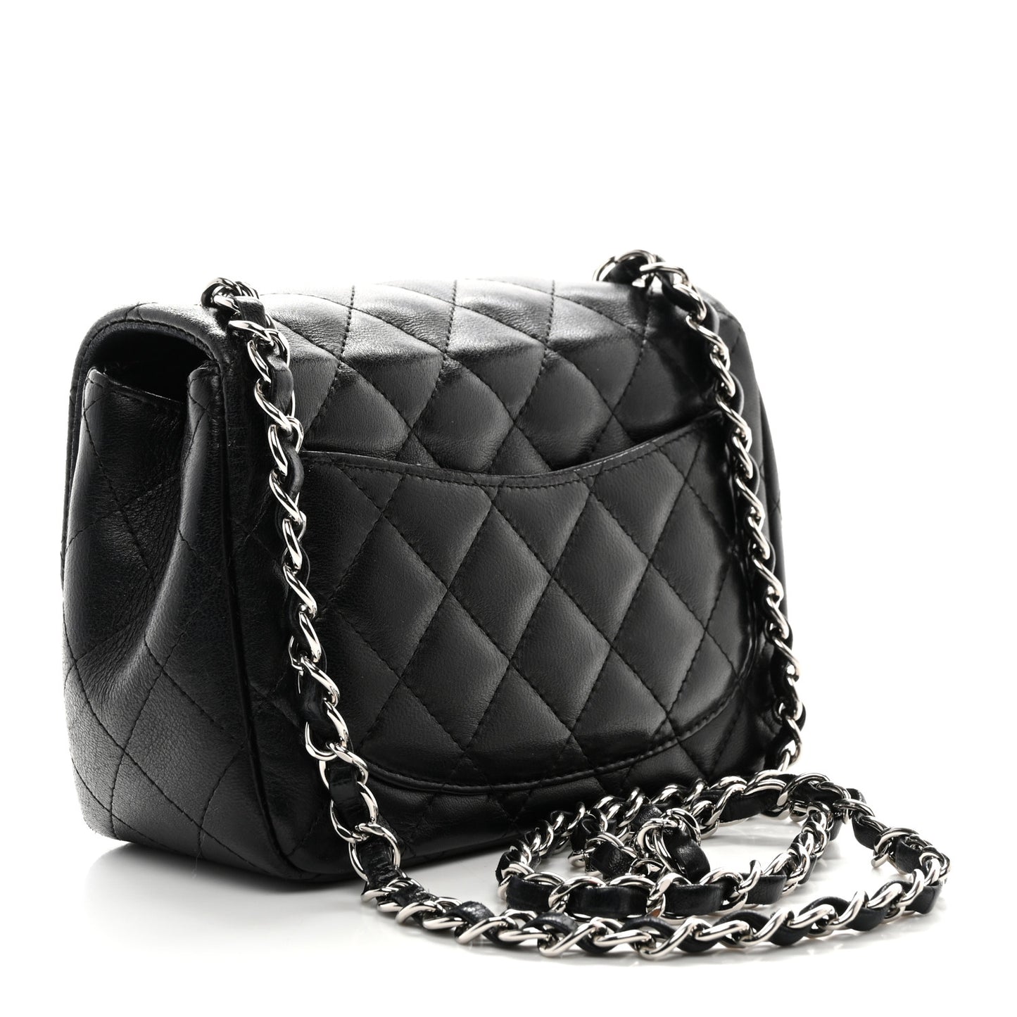 Lambskin Quilted Mini Square Flap Black