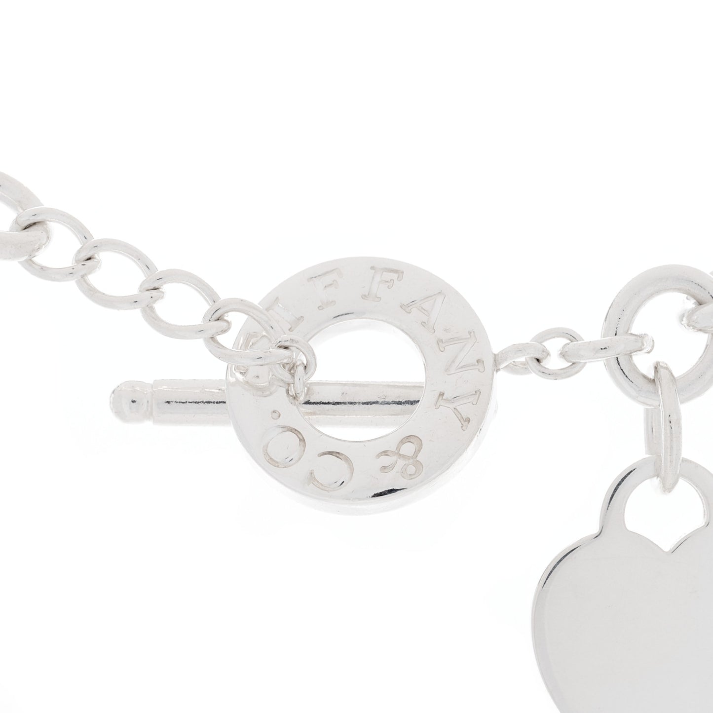 Sterling Silver Heart Tag Toggle Necklace