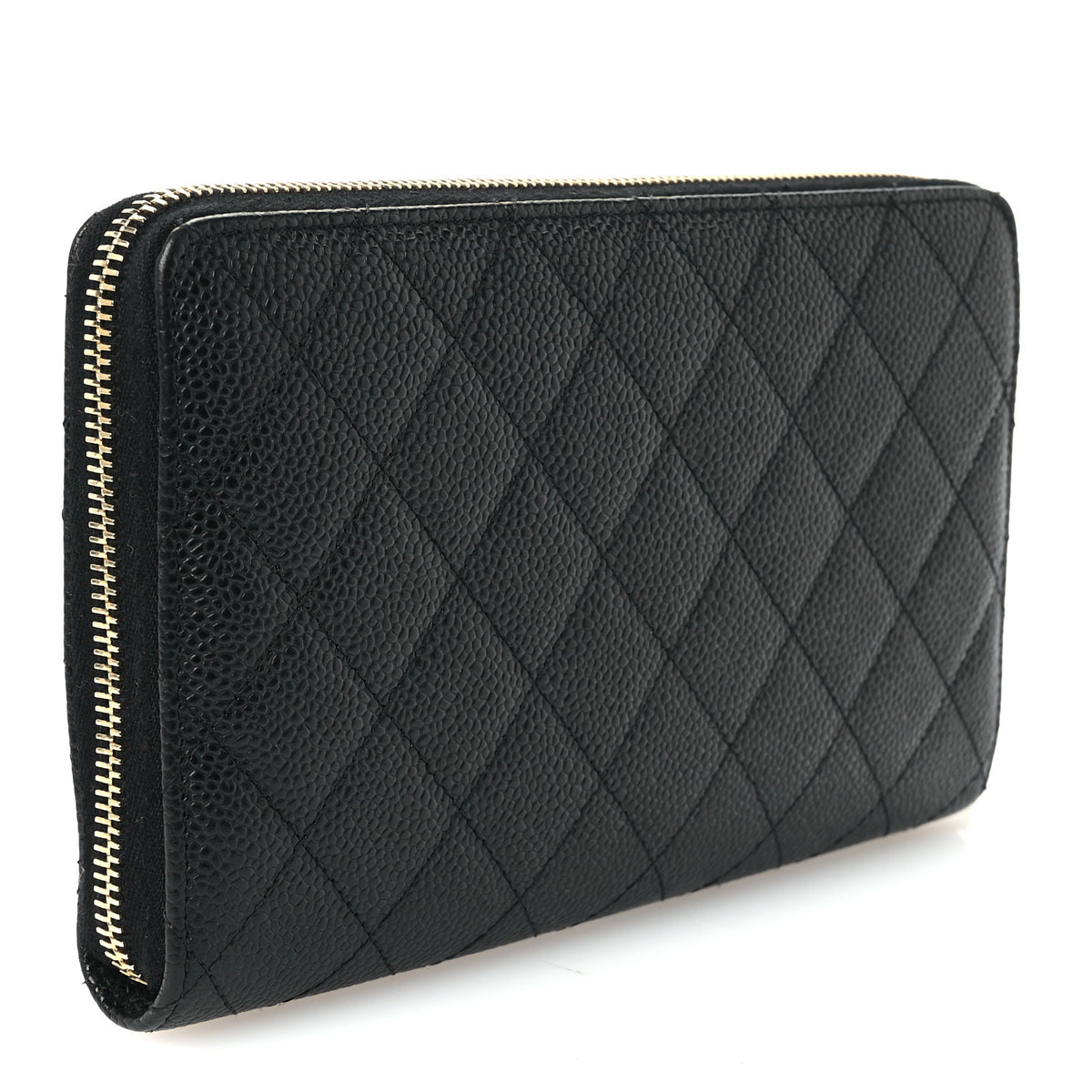 Caviar Quilted Large Zip Around Organizer Wallet Black