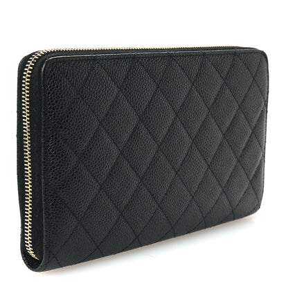 Chanel Caviar Quilted Large Zip Around Organizer Wallet Black 3 of 9