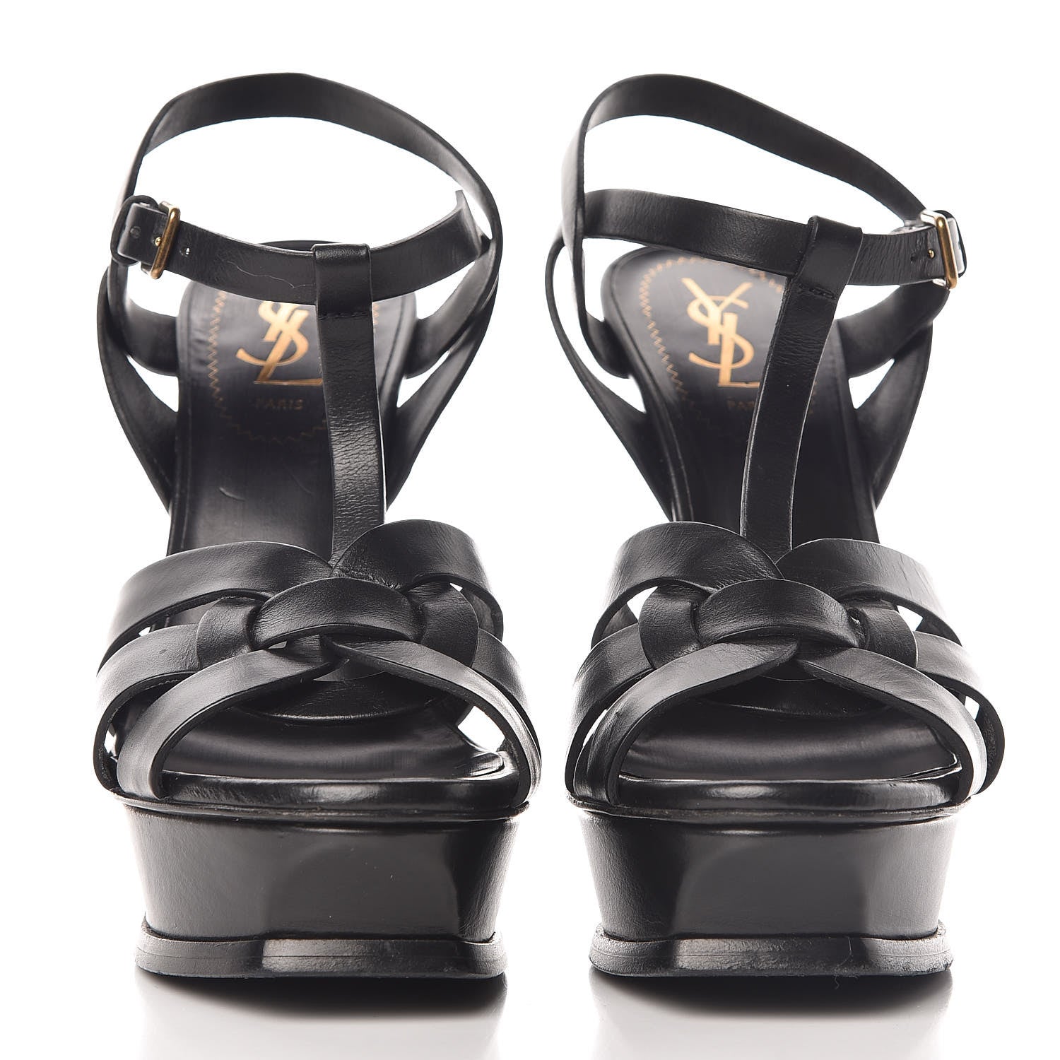 Saint Laurent Calfskin Tribute 105 Platform Sandals 37.5 Black 2 of 13