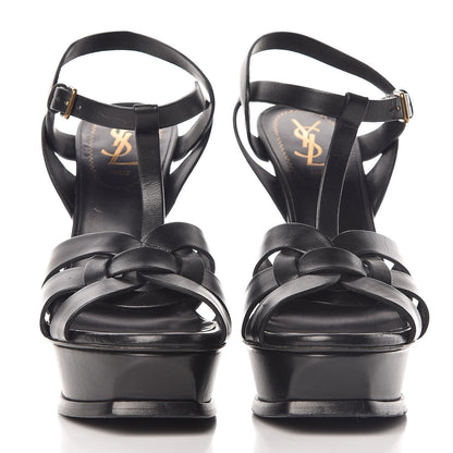 Saint Laurent Calfskin Tribute 105 Platform Sandals 37.5 Black 2 of 13