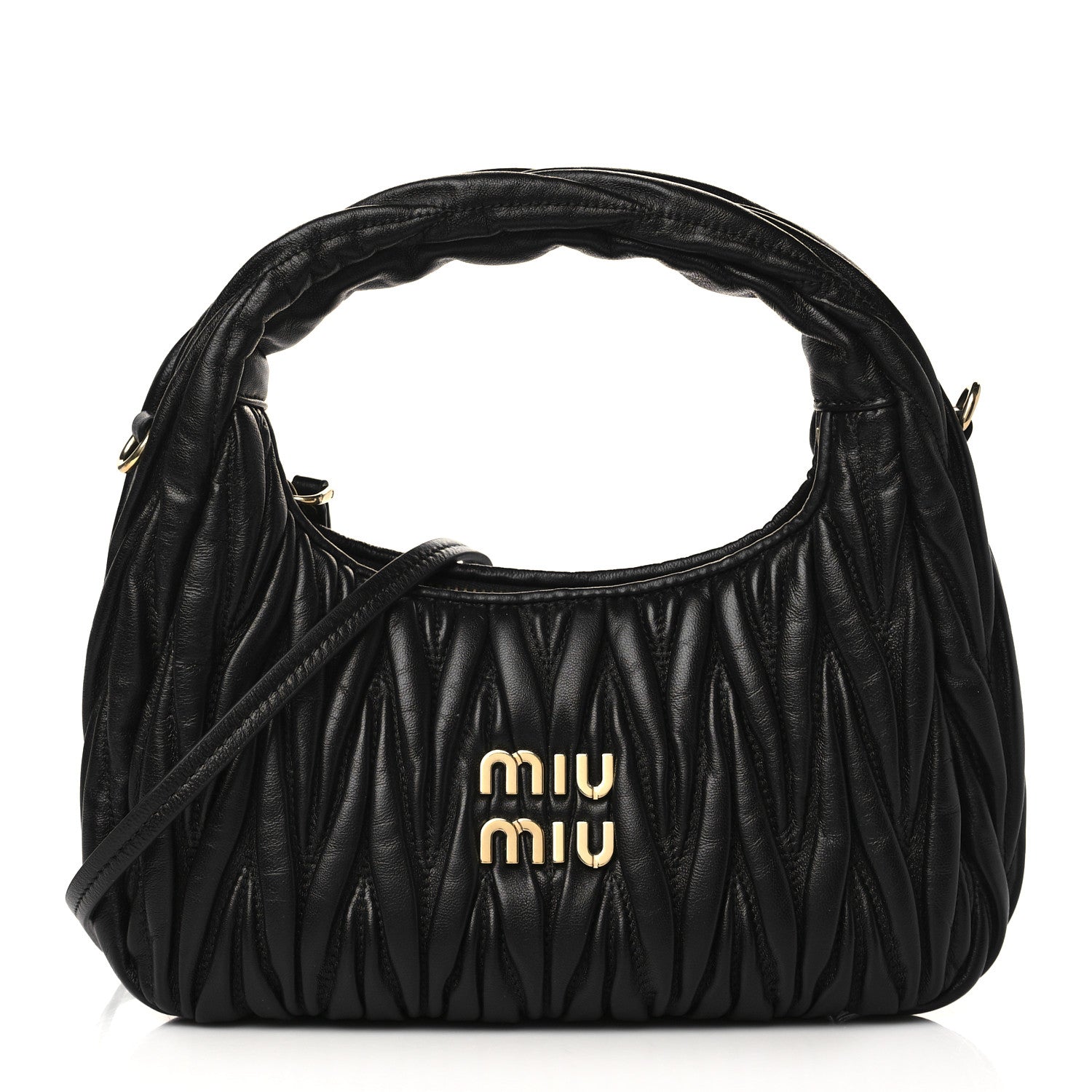 Miu Miu Nappa Matelasse Mini Wander Hobo Black 1 of 6