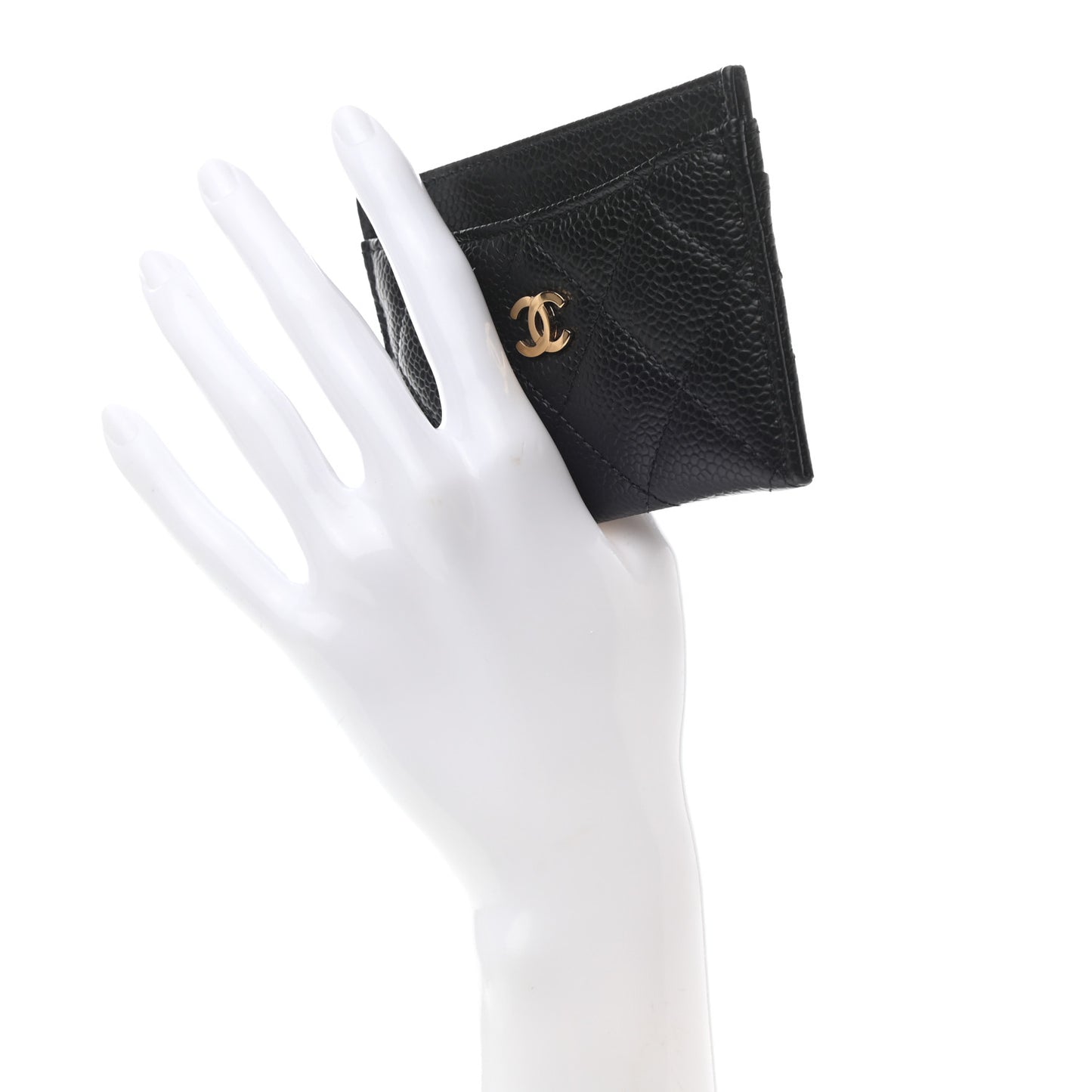 Caviar Quilted Card Holder Black