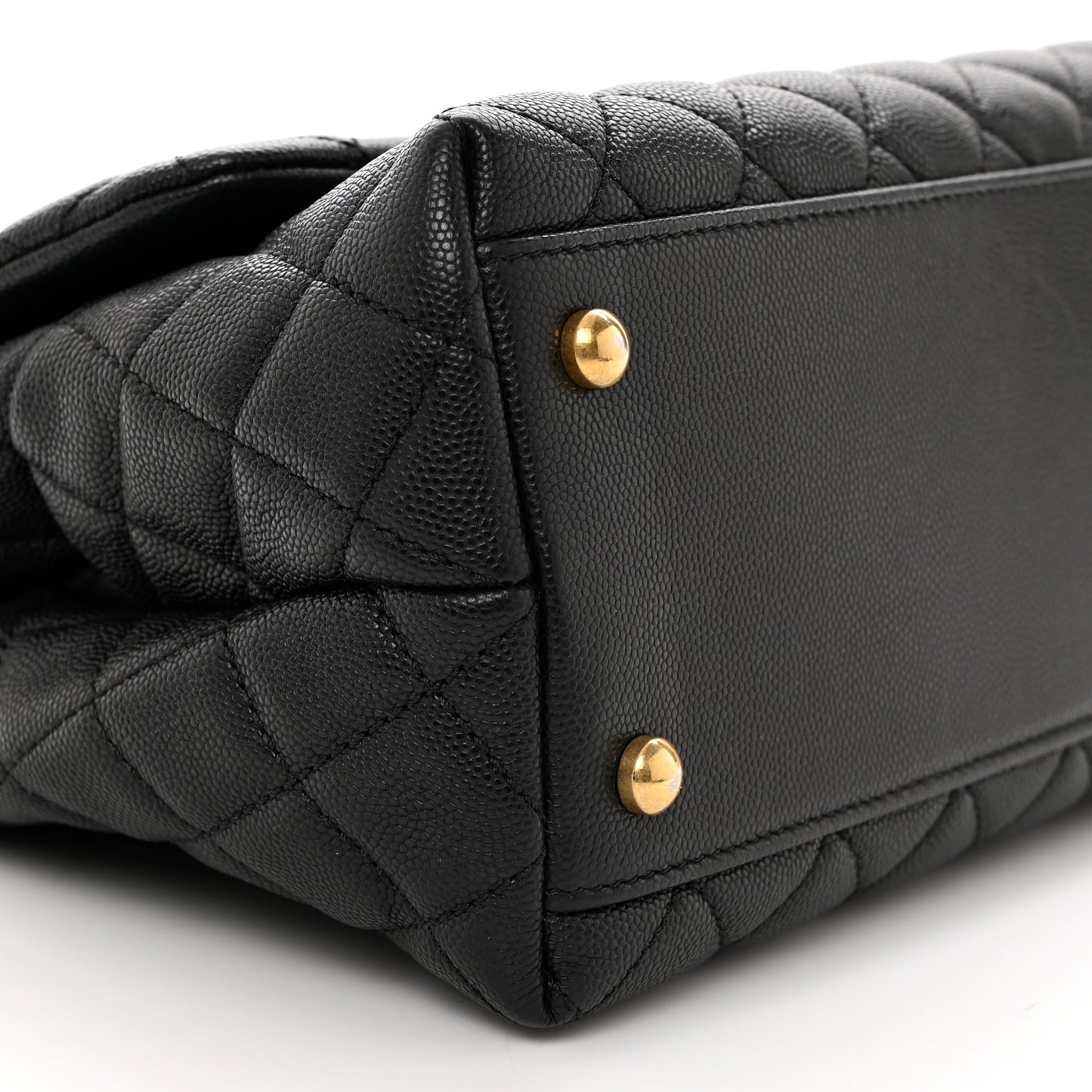 Caviar Quilted Small Coco Handle Flap Black