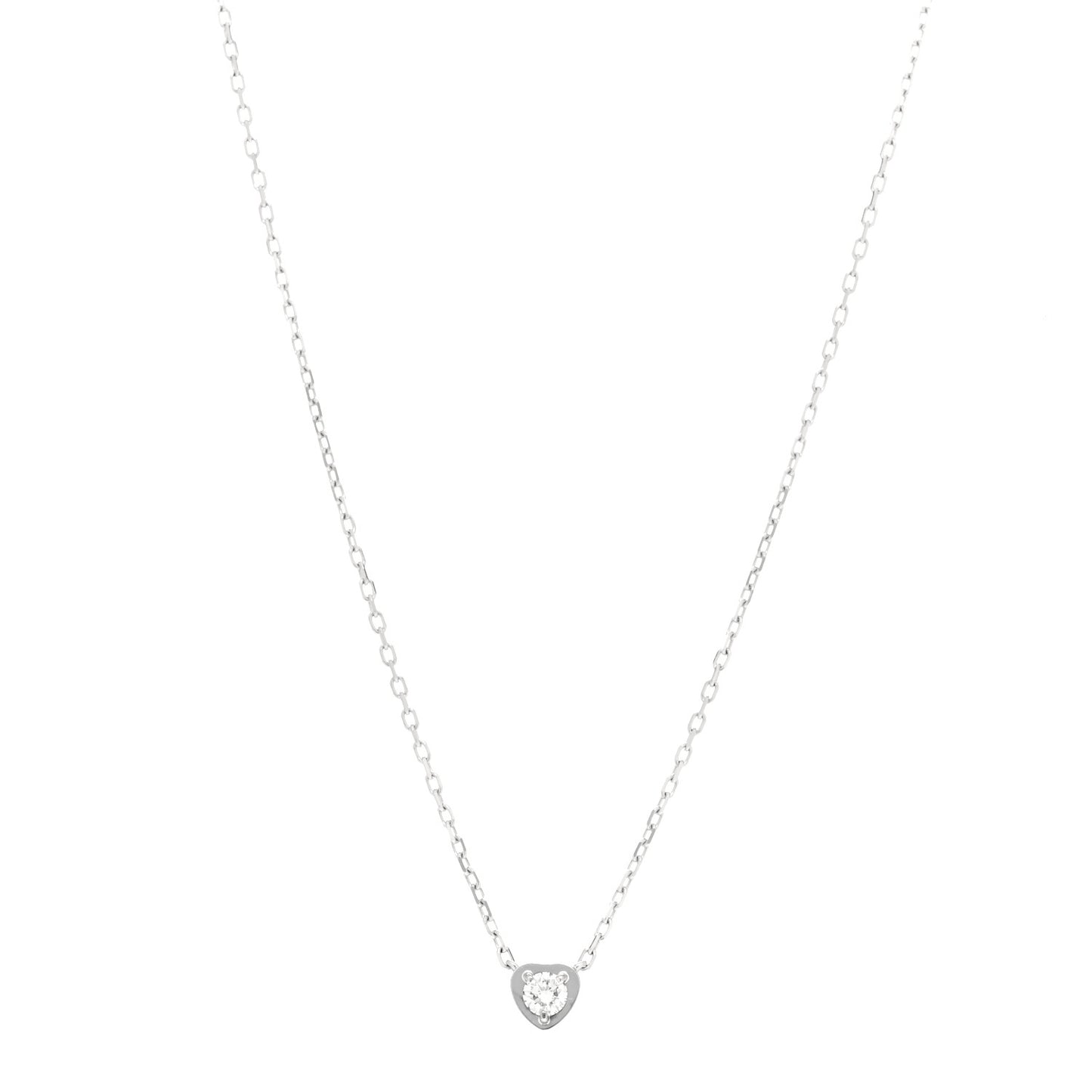 18K White Gold Diamond D'Amour Heart Pendant Necklace