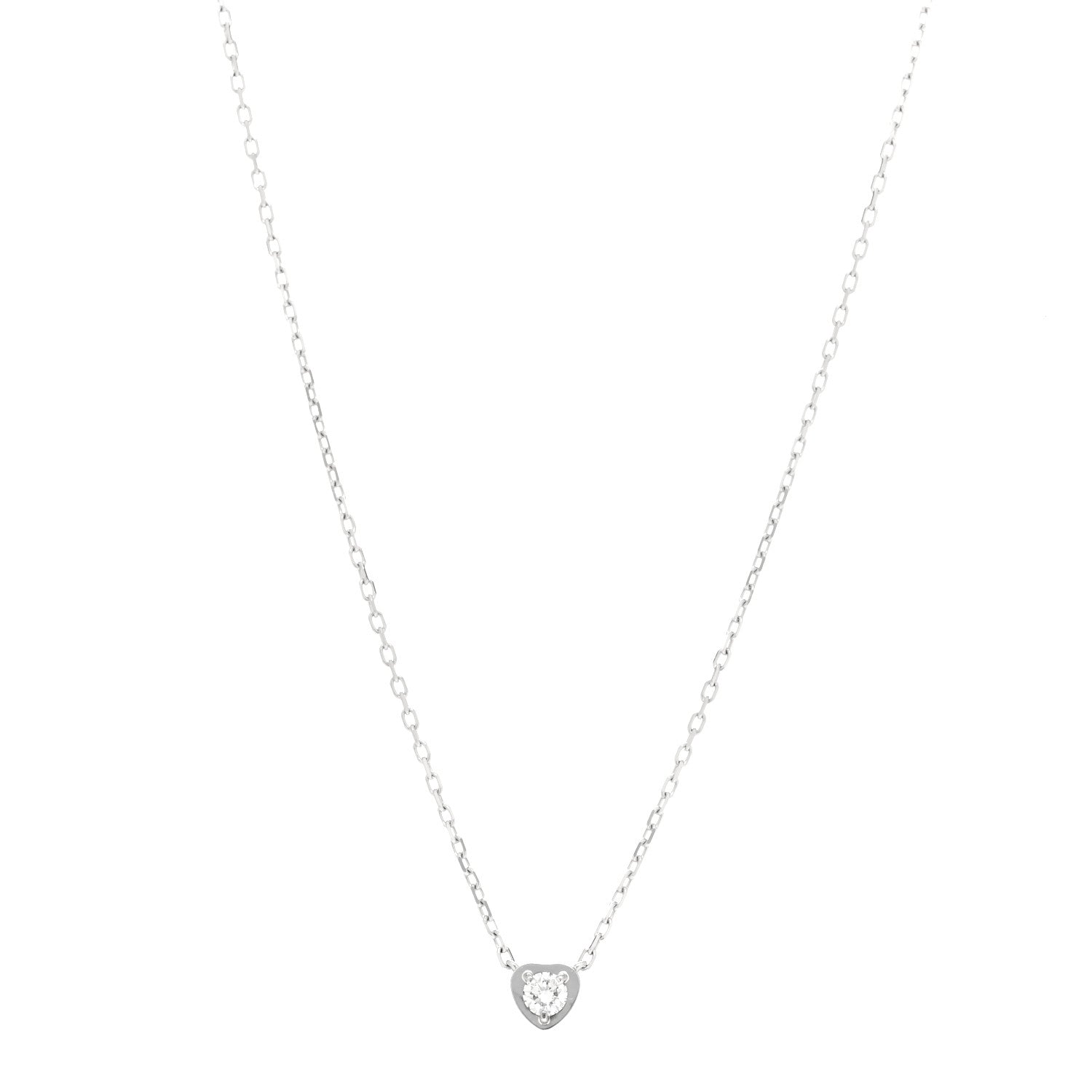 Cartier 18K White Gold Diamond D'Amour Heart Pendant Necklace 1 of 5