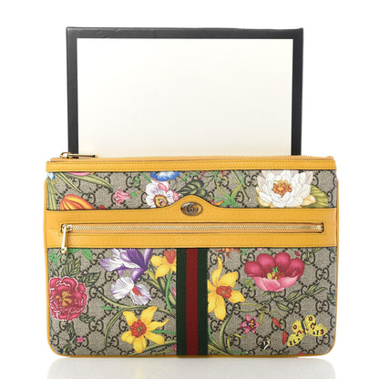Gucci GG Supreme Monogram Flora Large Ophidia Pouch Clutch Beige Multicolor Crop 9 of 9