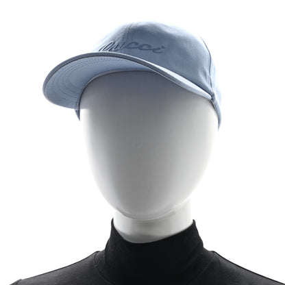 Gucci Cotton Embroidered Logo Script Baseball Hat XL Porcelain Blue 2 of 9