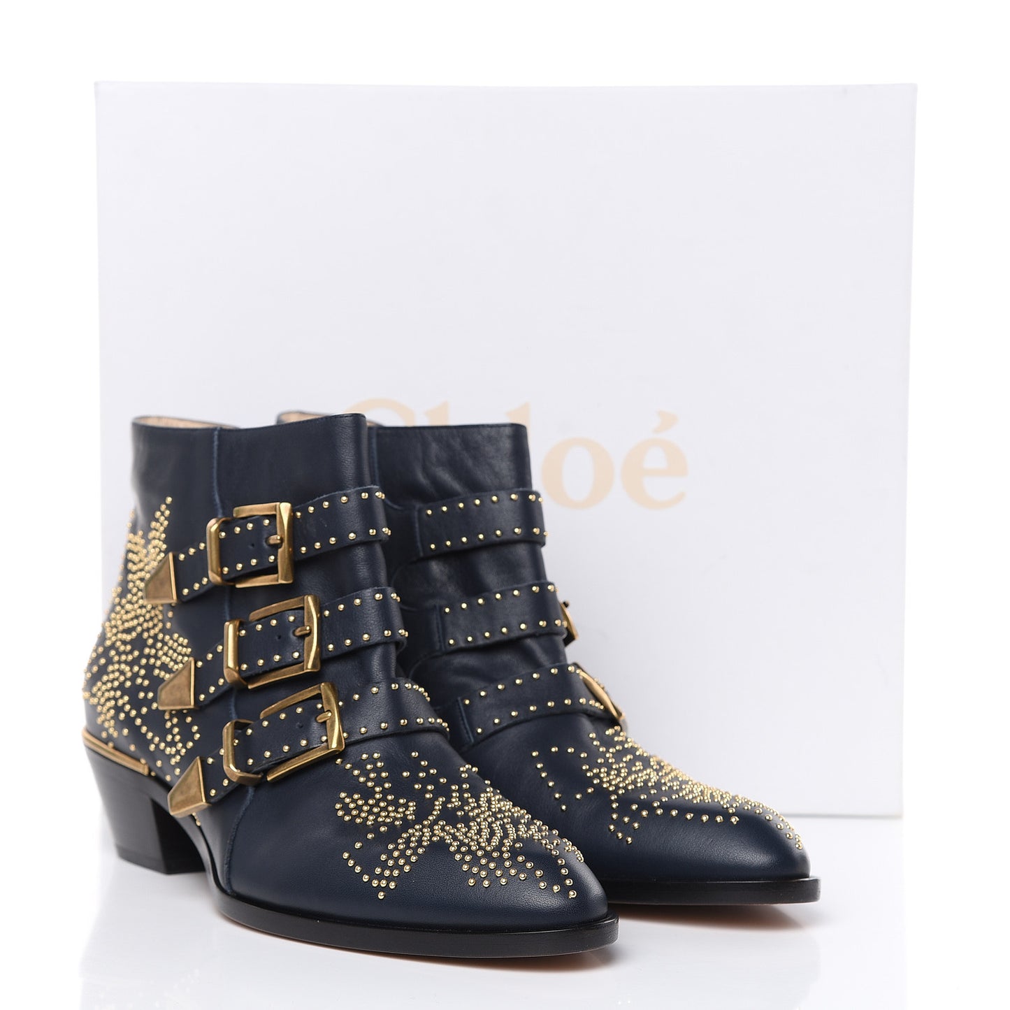 Nappa Sheepskin Studded Susanna Ankle Boots 39.5 Royal Navy