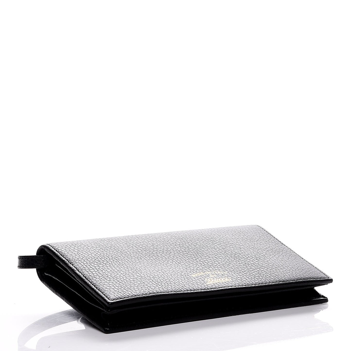 Dollar Calfskin Mini Swing Wallet Bag Black