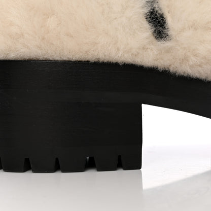 Chanel Shearling Lambskin Logo Ankle Boots 38.5 Ivory Black 13 of 14
