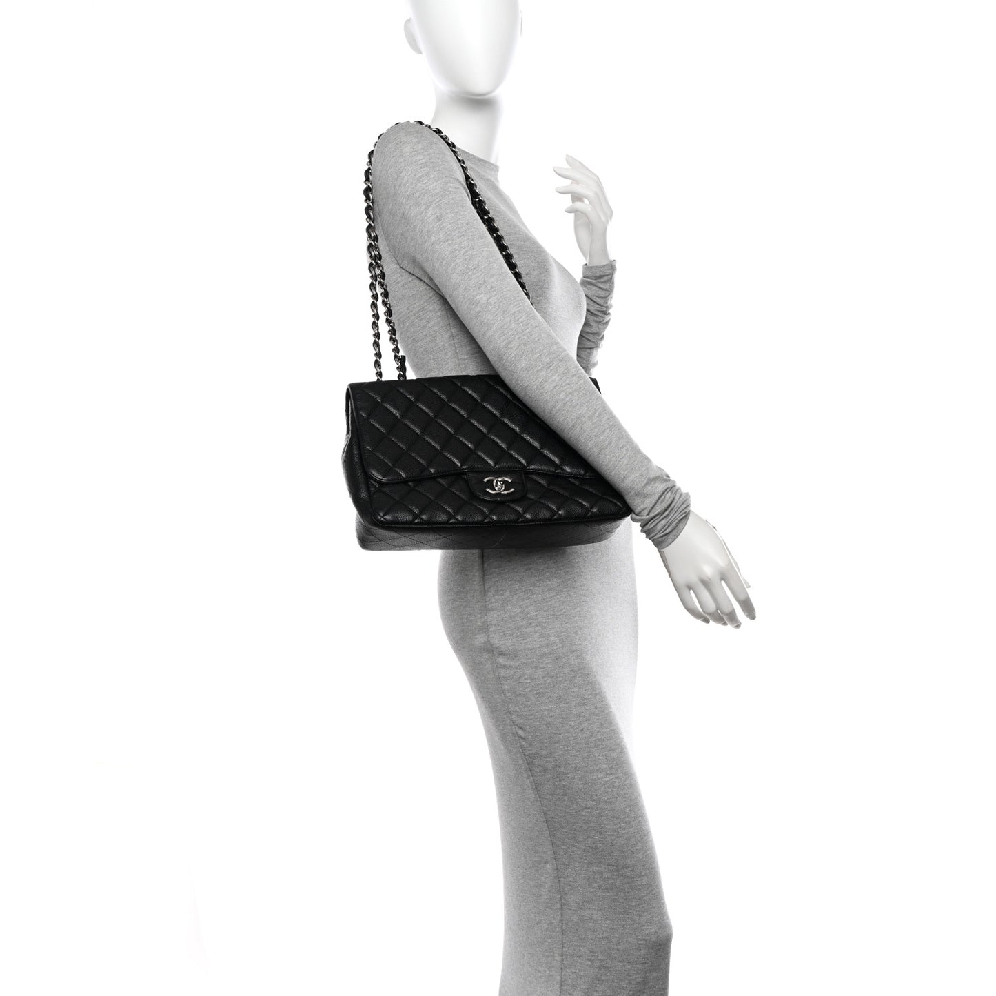 Caviar Quilted Jumbo Single Flap Black