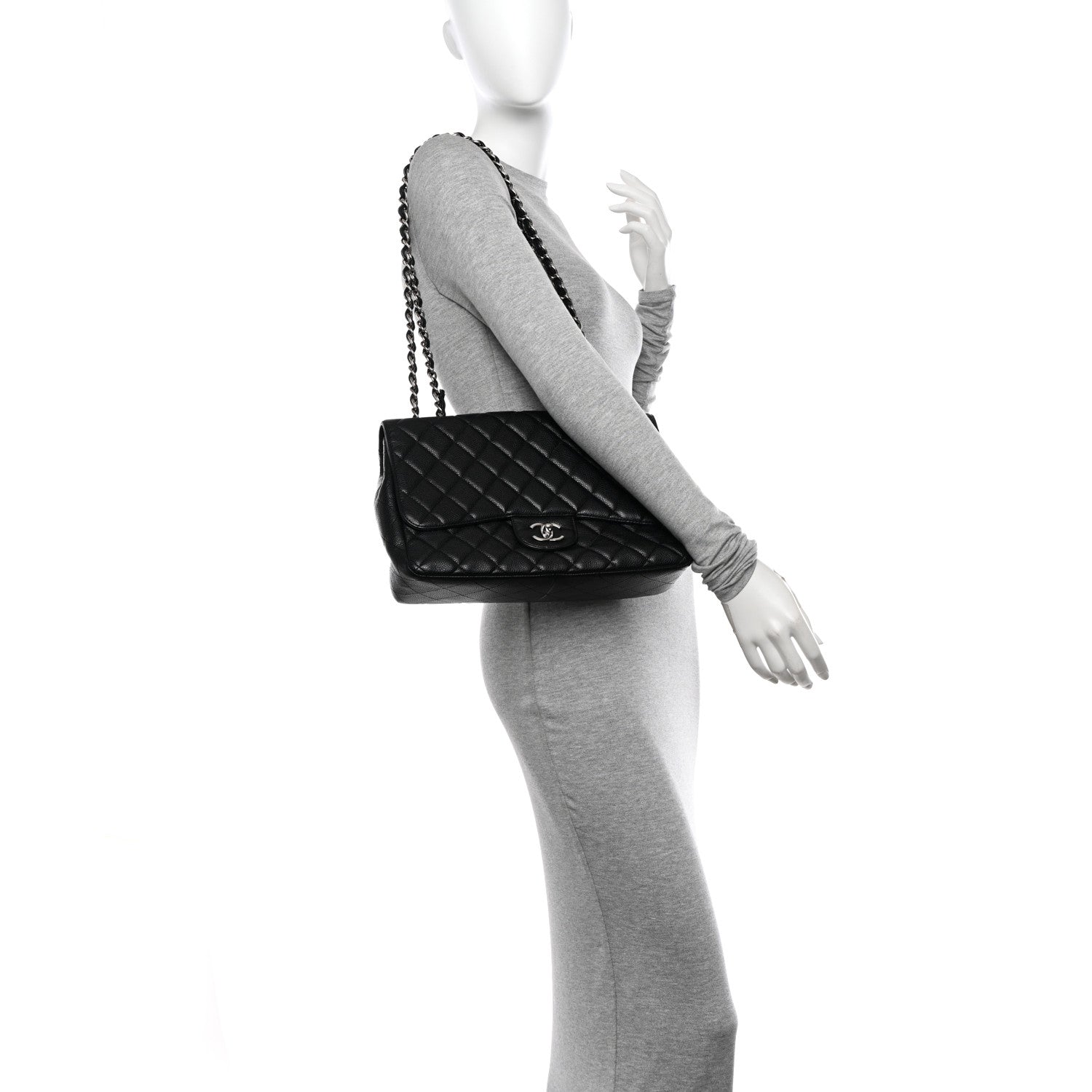 Chanel Caviar Quilted Jumbo Single Flap Black 2 of 10
