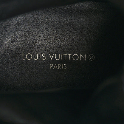 Louis Vuitton Velvet Calfskin Monogram Laureate Platform Desert Boots 37 Black Green 8 of 9