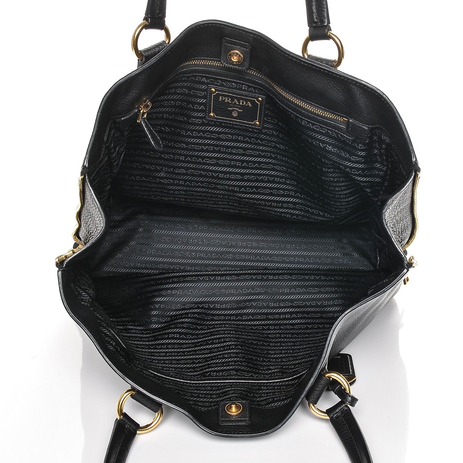 Prada Vitello Daino Zip Tote Nero Black 5 of 7