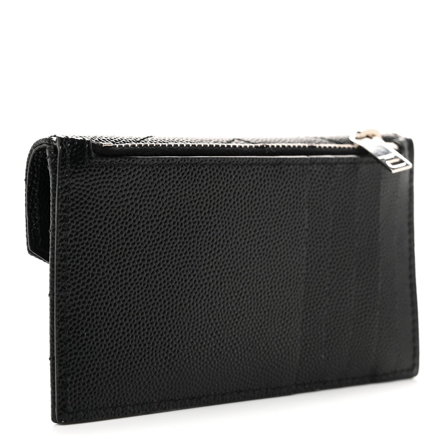 Grain De Poudre Matelasse Chevron Monogram Compact Wallet Black