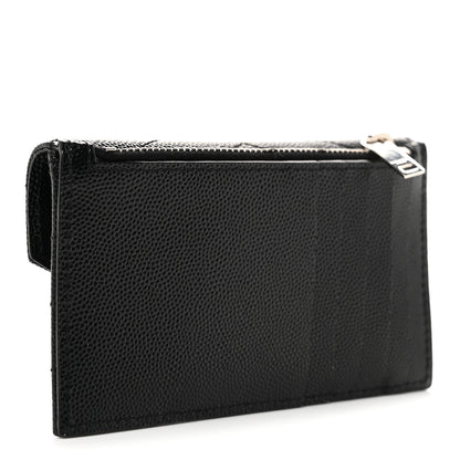 Saint Laurent Grain De Poudre Matelasse Chevron Monogram Compact Wallet Black 3 of 7