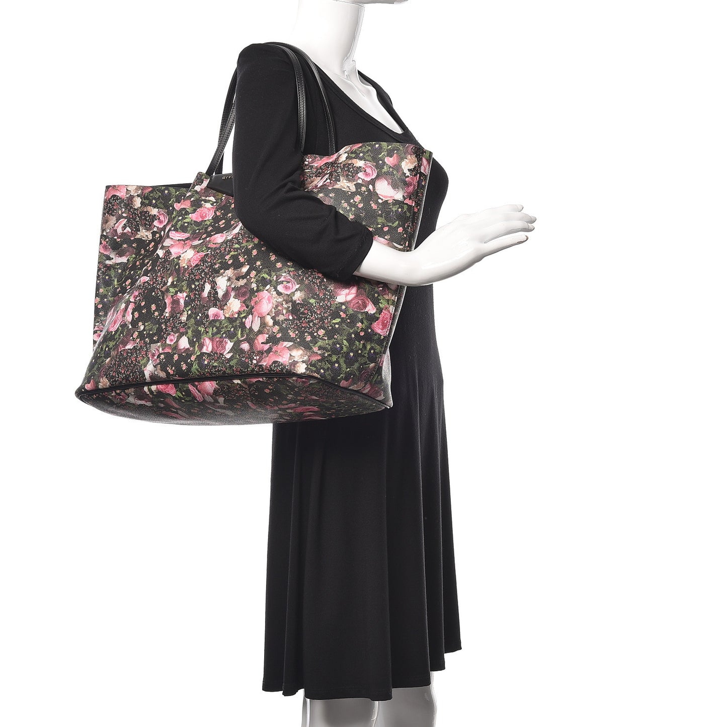 Coated Canvas Roses Camouflage Print Large Antigona Tote Black