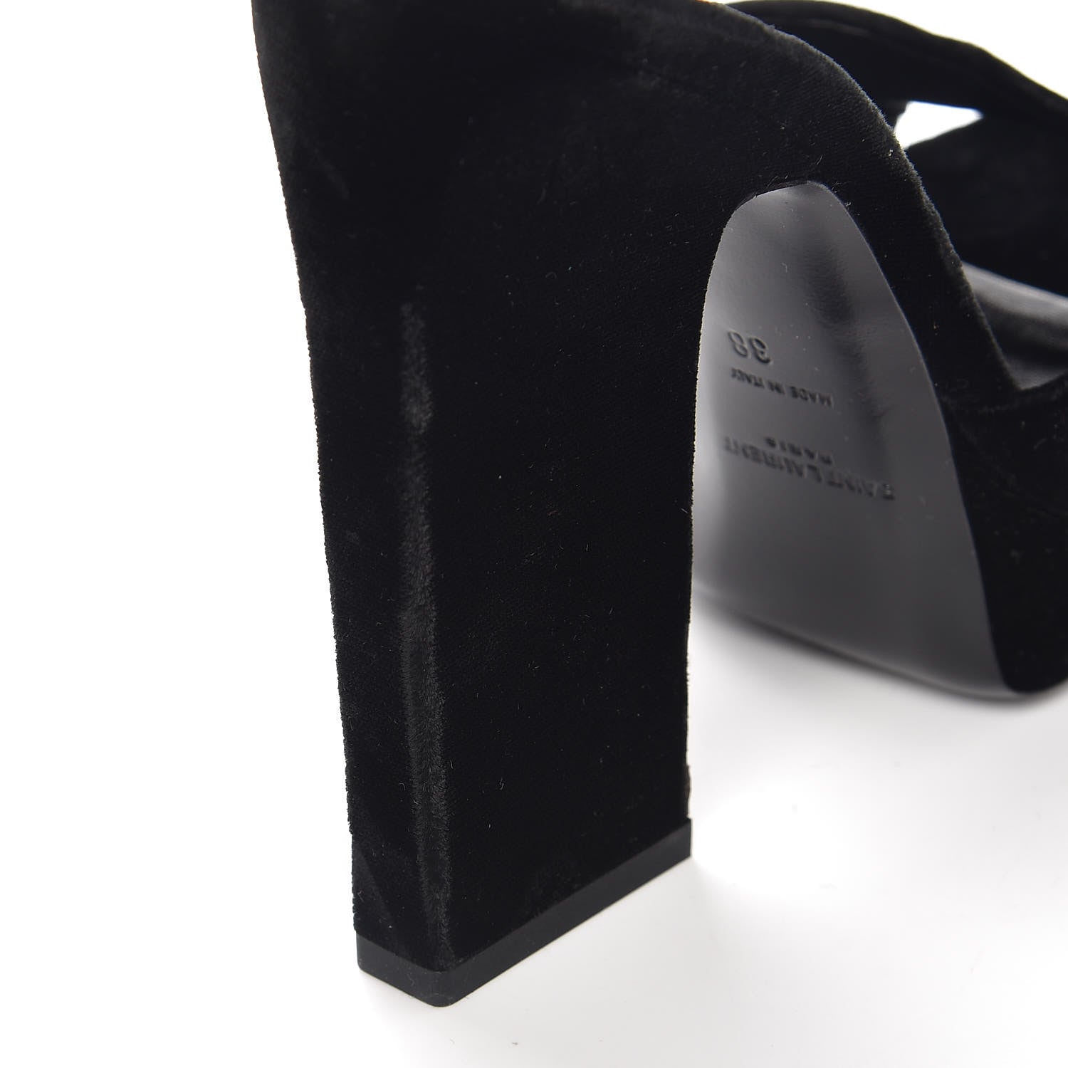 Saint Laurent Velvet Debbie Platform Slide Sandals 38 Black 13 of 13