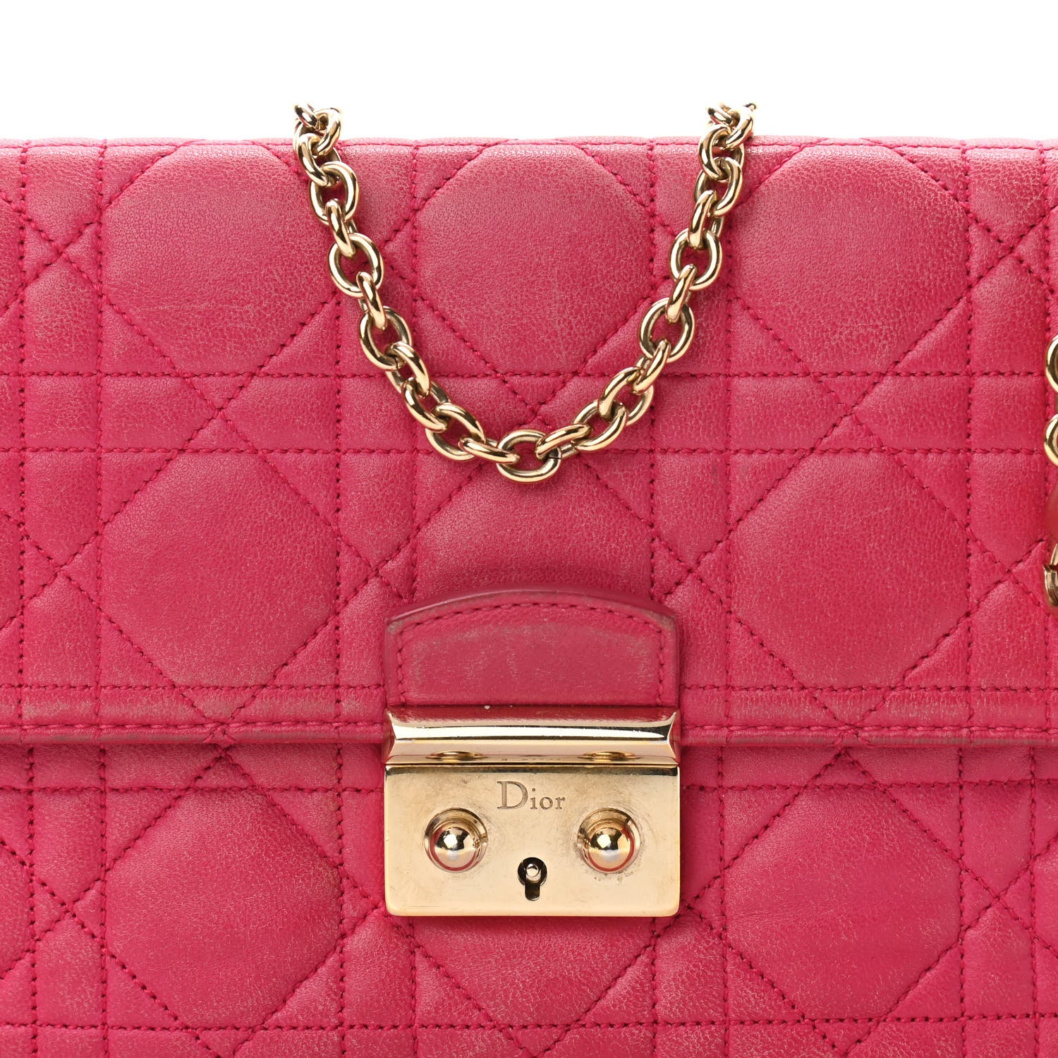 Christian Dior Lambskin Cannage Miss Dior Promenade Pouch Fuchsia 7 of 16