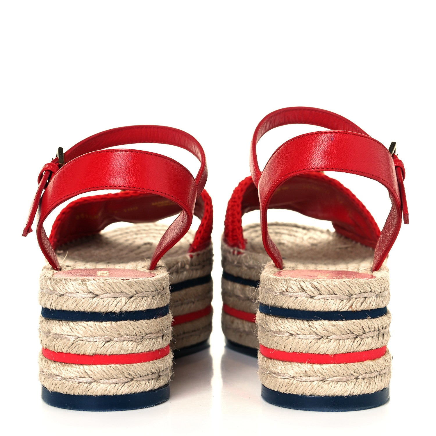 Gucci Cotton Malaga Kid Crochet Pearly GG Lilibeth Espadrille Platform Sandals 37 Hibiscus Red 5 of 10