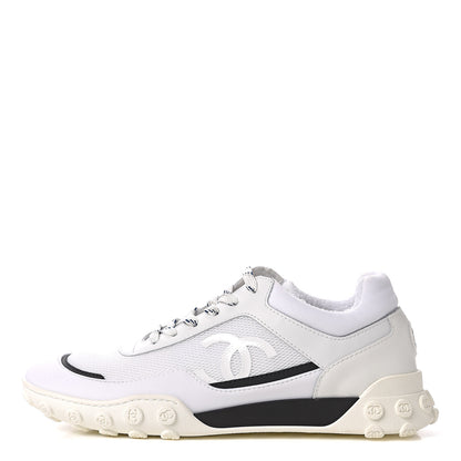 Chanel Calfskin Mesh Lycra Womens Logo Sneakers 39.5 White 1 of 10