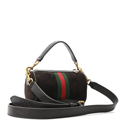 Gucci Suede Calfskin Web Ophidia Mini Cylinder Bag Brown 3 of 10