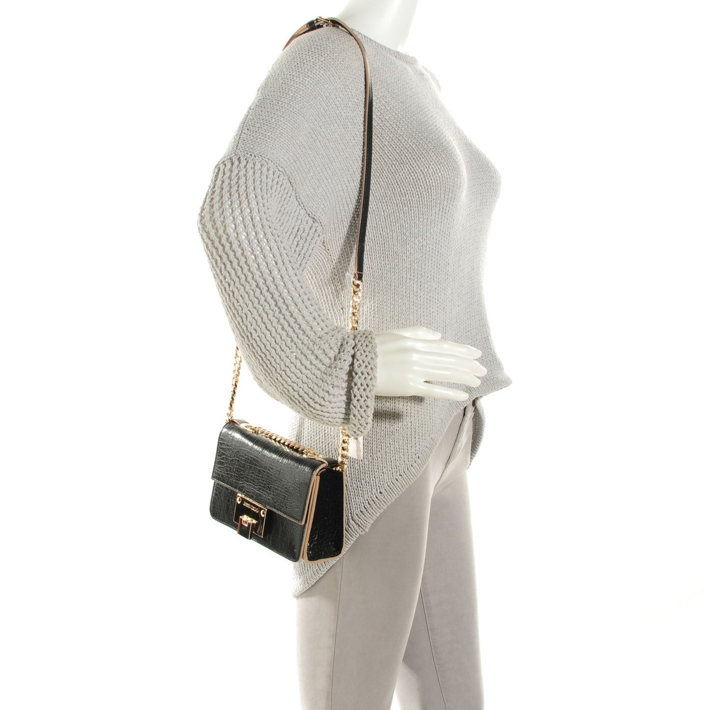 Washed Crinkled Calfskin Mini Rebel Crossbody Bag Black