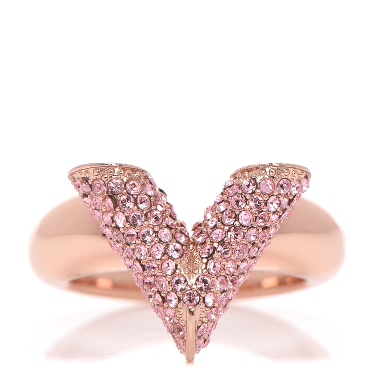 Louis Vuitton Crystal Essential V Strass Ring S 5.5 Pink Gold 1 of 6