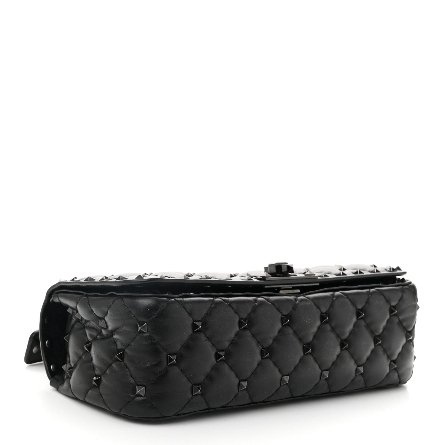 Valentino Garavani Calfskin Tonal Rockstud Spike Convertible Shoulder Bag Black 4 of 9