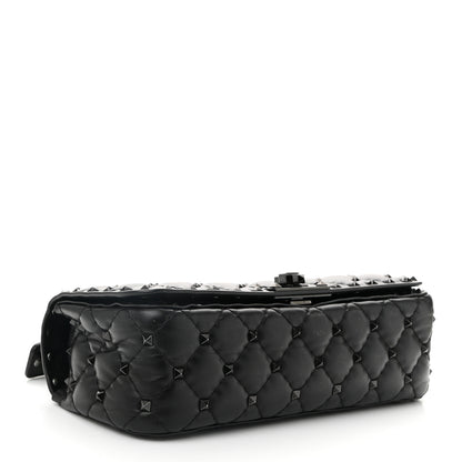 Valentino Garavani Calfskin Tonal Rockstud Spike Convertible Shoulder Bag Black 4 of 9
