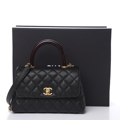 Chanel Caviar Lizard Embossed Quilted Mini Coco Handle Flap Black 11 of 11
