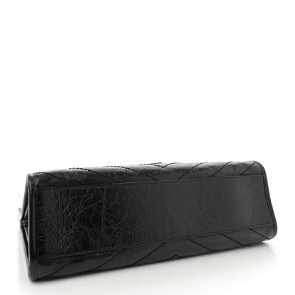 Saint Laurent Crinkled Calfskin Matelasse Monogram Medium Niki Shopper Tote Black 4 of 10