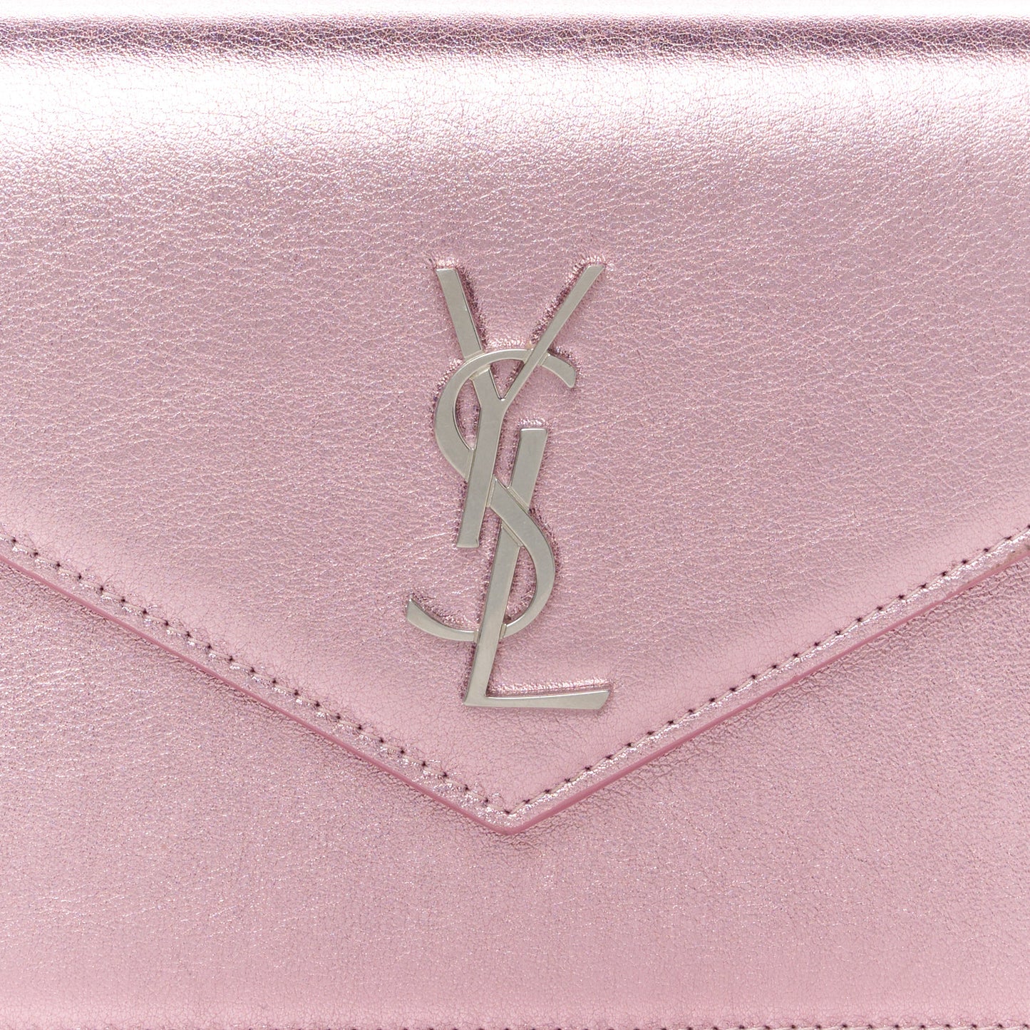 Metallic Calfskin Monogram Envelope Chain Wallet New Azalea