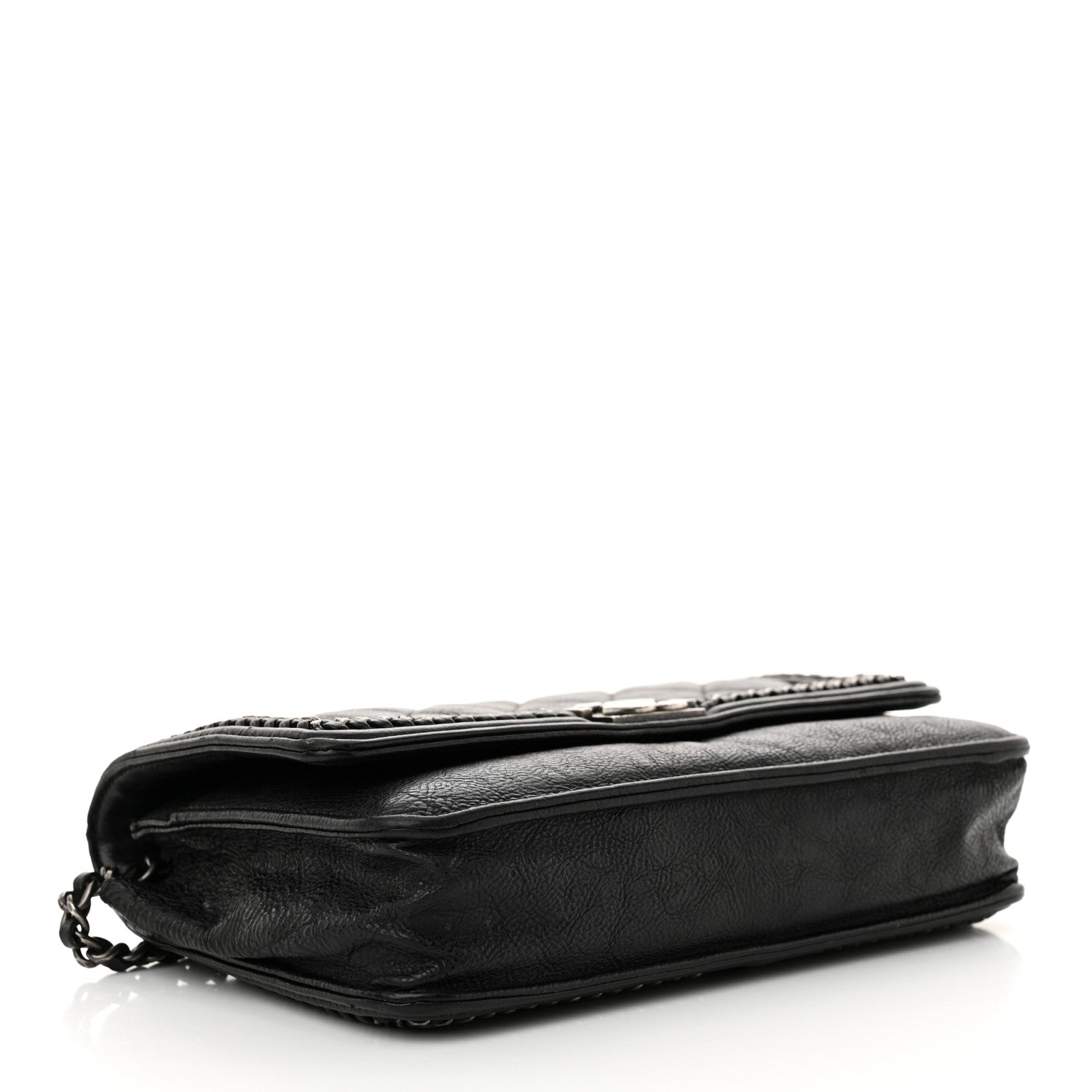 Chanel Calfskin Quilted Chain Around Boy Wallet On Chain WOC Black 4 of 14