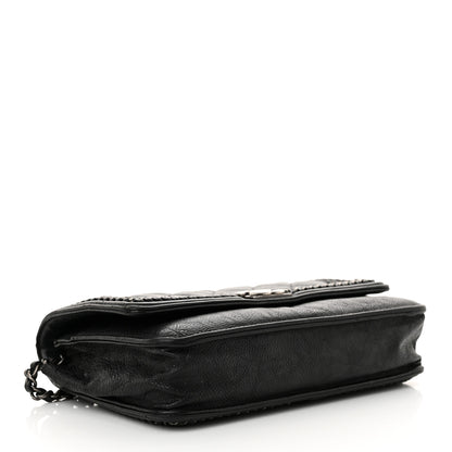 Chanel Calfskin Quilted Chain Around Boy Wallet On Chain WOC Black 4 of 14
