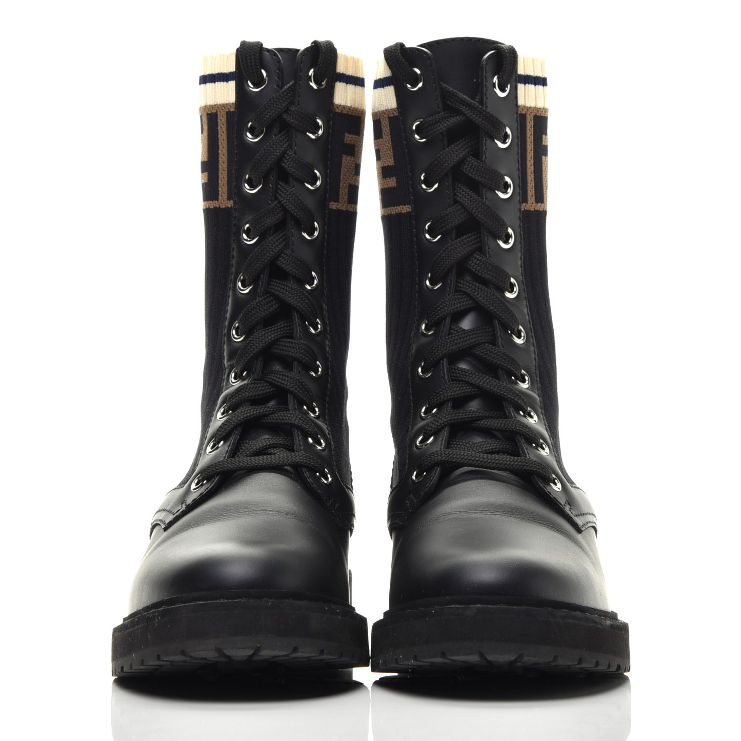 Calfskin Stretch Fabric Rockoko Biker Boots 35.5 Tobacco Black Marino