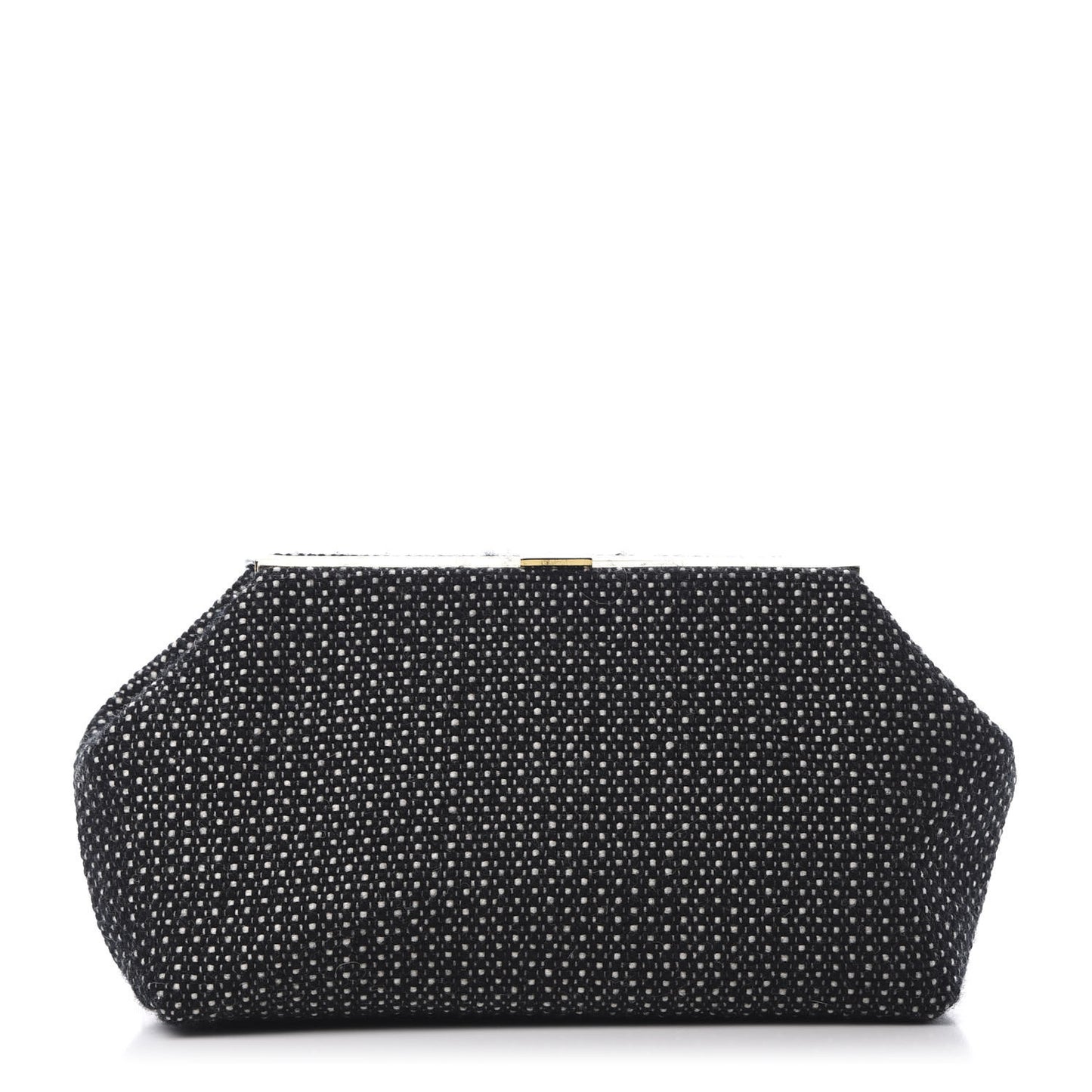 Woven Fabric Volume Clutch Black White