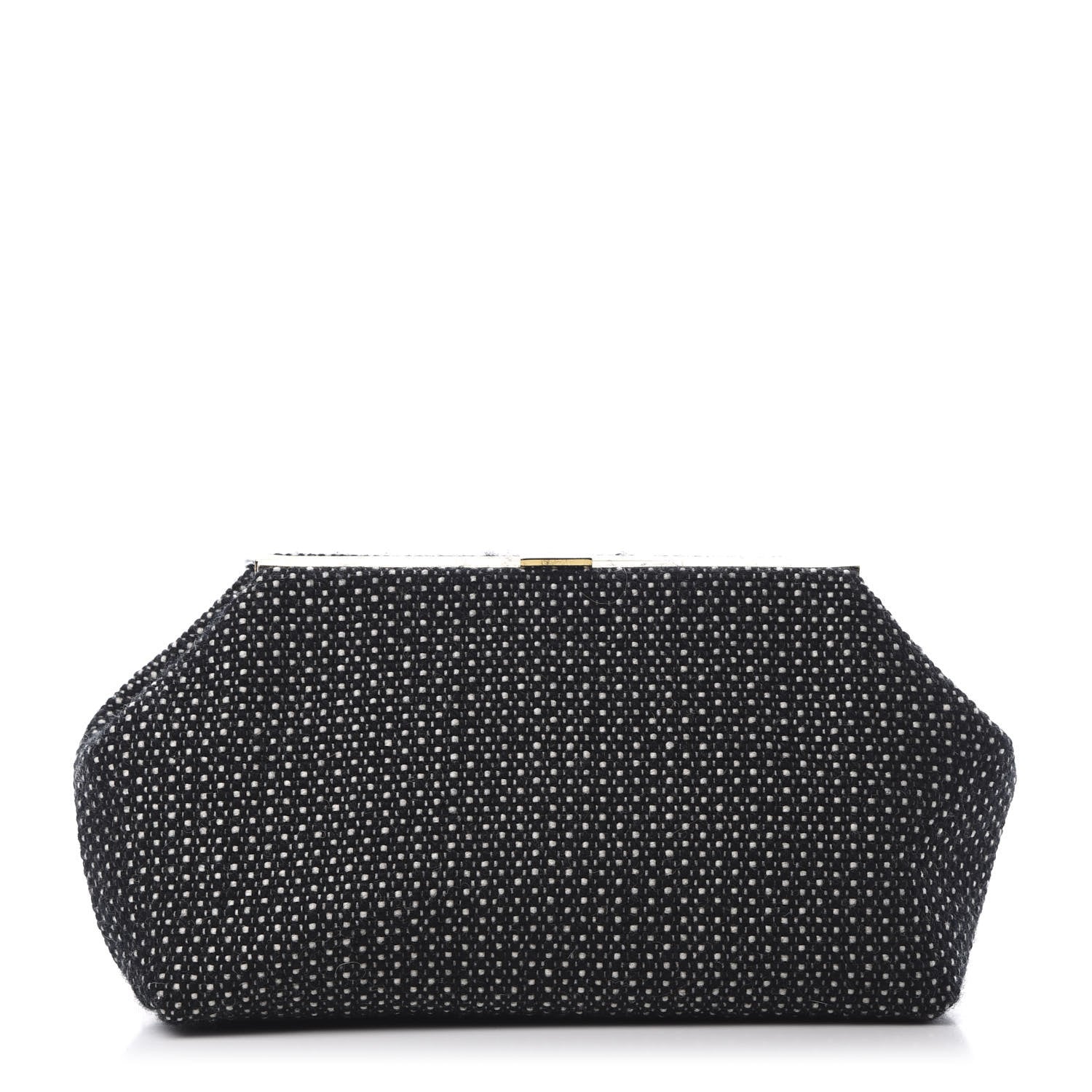 Mansur Gavriel Woven Fabric Volume Clutch Black White 1 of 9