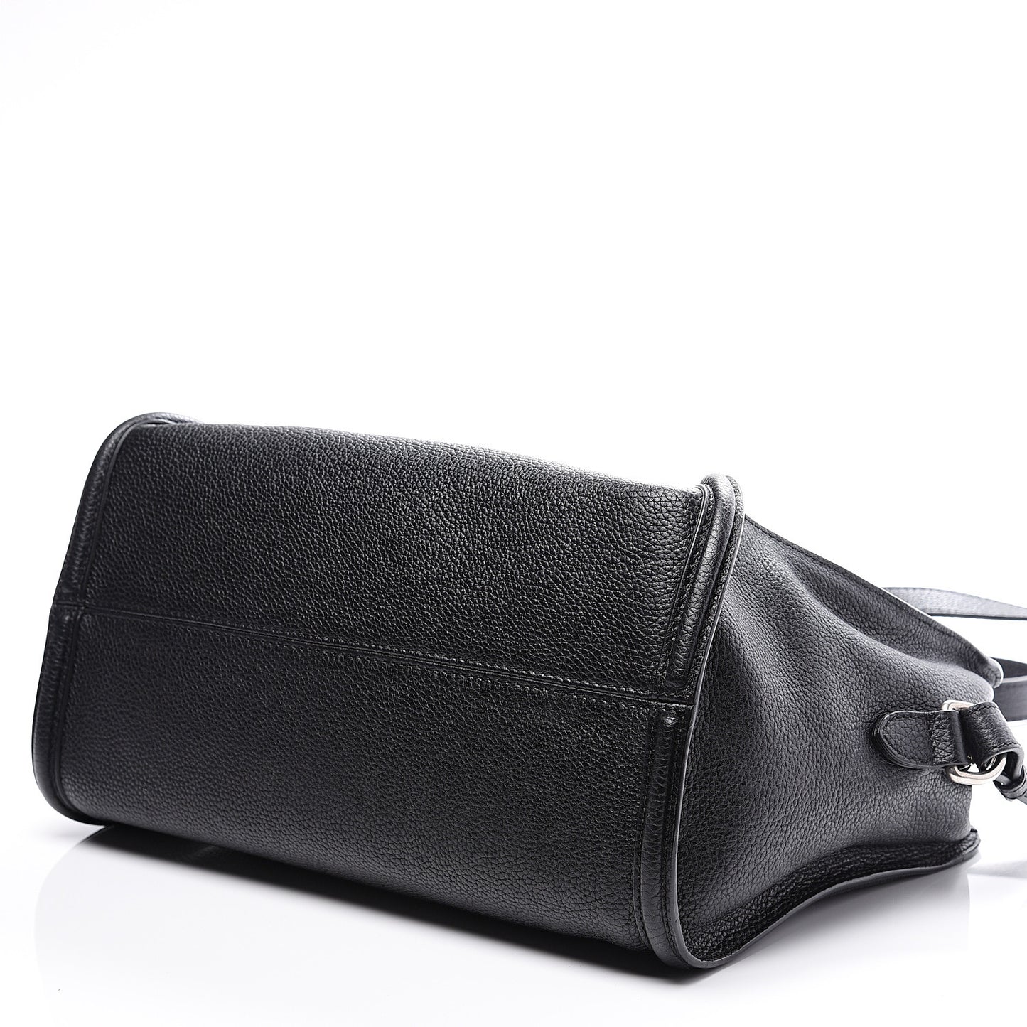 Pebbled Calfskin Small Skull Padlock Zip Around Tote Black
