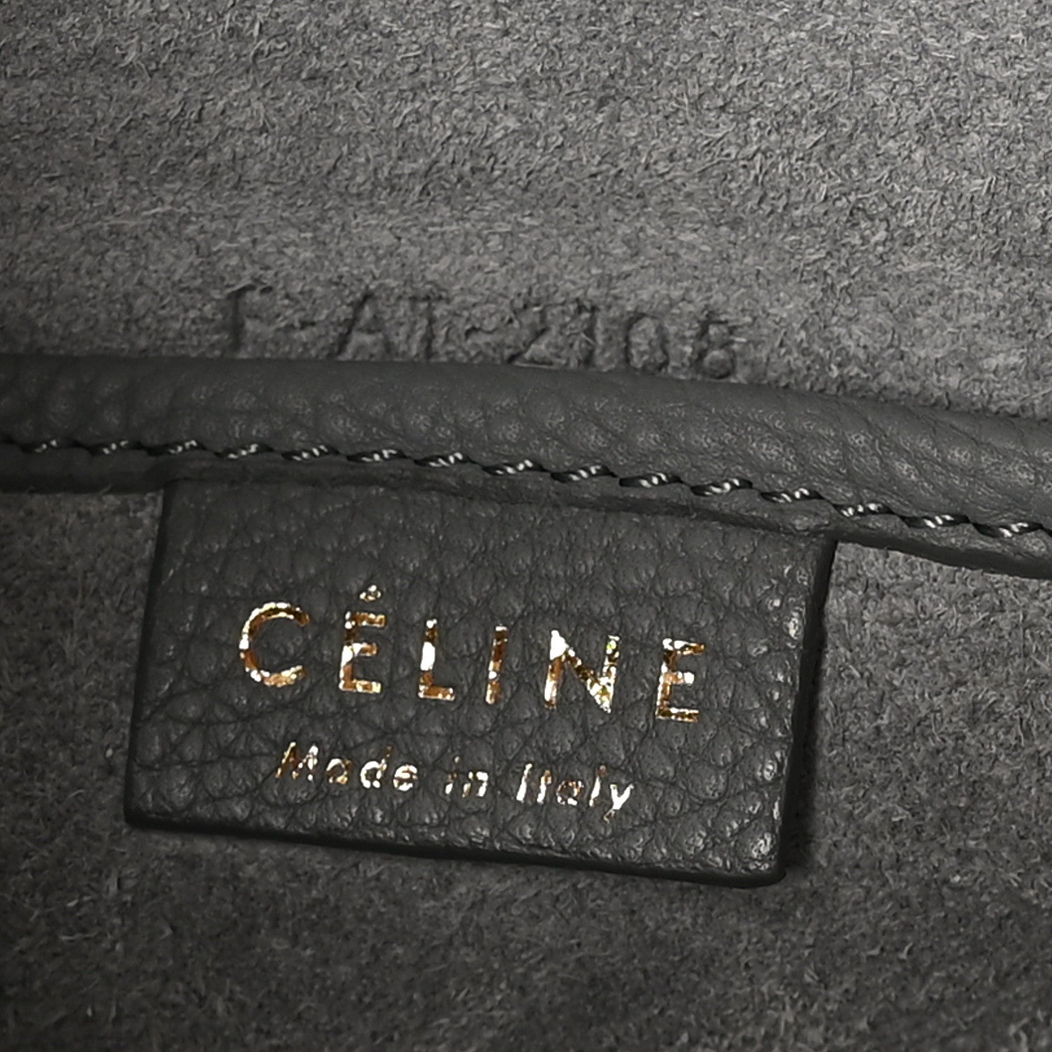 Celine Drummed Calfskin Nano Luggage Kohl 6 of 9
