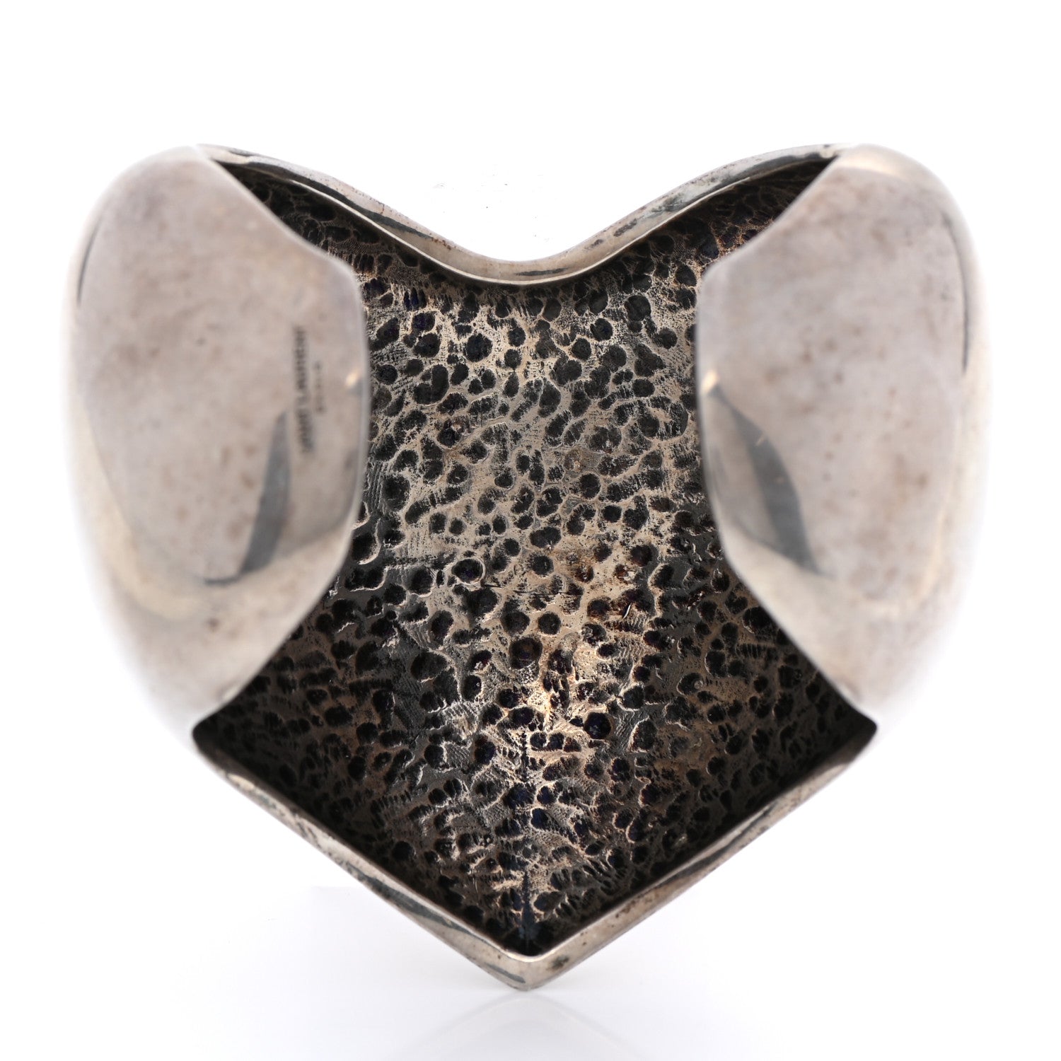 Saint Laurent Brass Heart Cuff Bracelet Palladium 3 of 5
