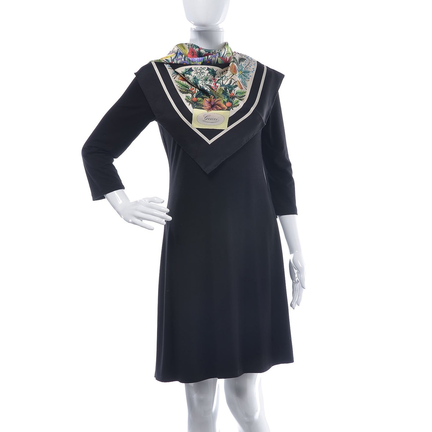 Silk Floral Festival Square Scarf Black Ivory