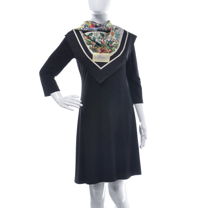 Gucci Silk Floral Festival Square Scarf Black Ivory 2 of 6