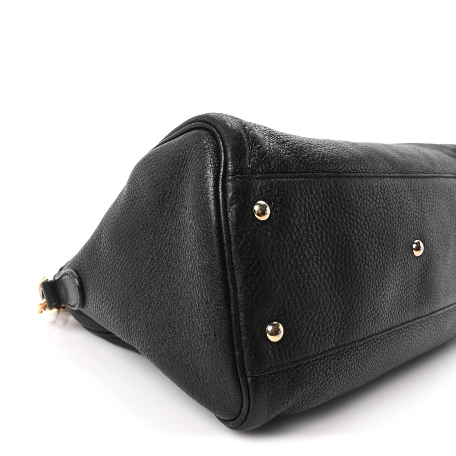 Gucci Pebbled Calfskin Medium Bamboo Shopper Tote Black 9 of 11