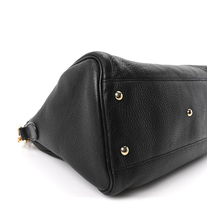 Gucci Pebbled Calfskin Medium Bamboo Shopper Tote Black 9 of 11