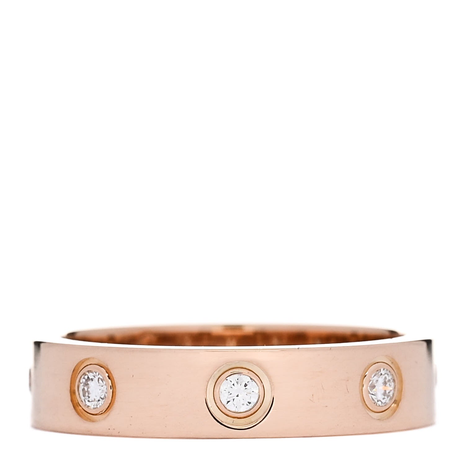 Cartier 18K Pink Gold 8 Diamond 4mm LOVE Wedding Band Ring 49 4.75 1 of 5