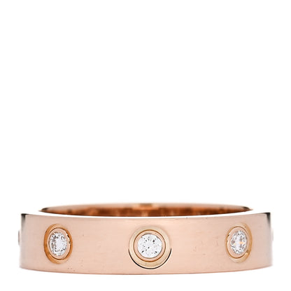 Cartier 18K Pink Gold 8 Diamond 4mm LOVE Wedding Band Ring 49 4.75 1 of 5