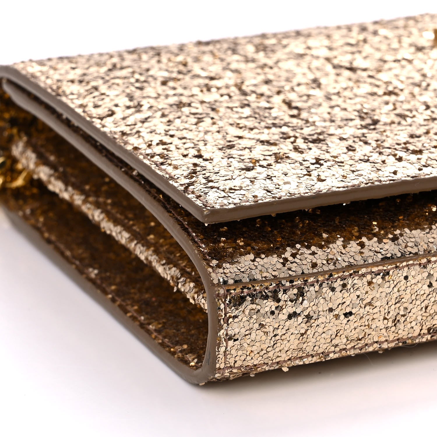 Saint Laurent Glitter Galactica Monogram Chain Wallet Platino 6 of 8